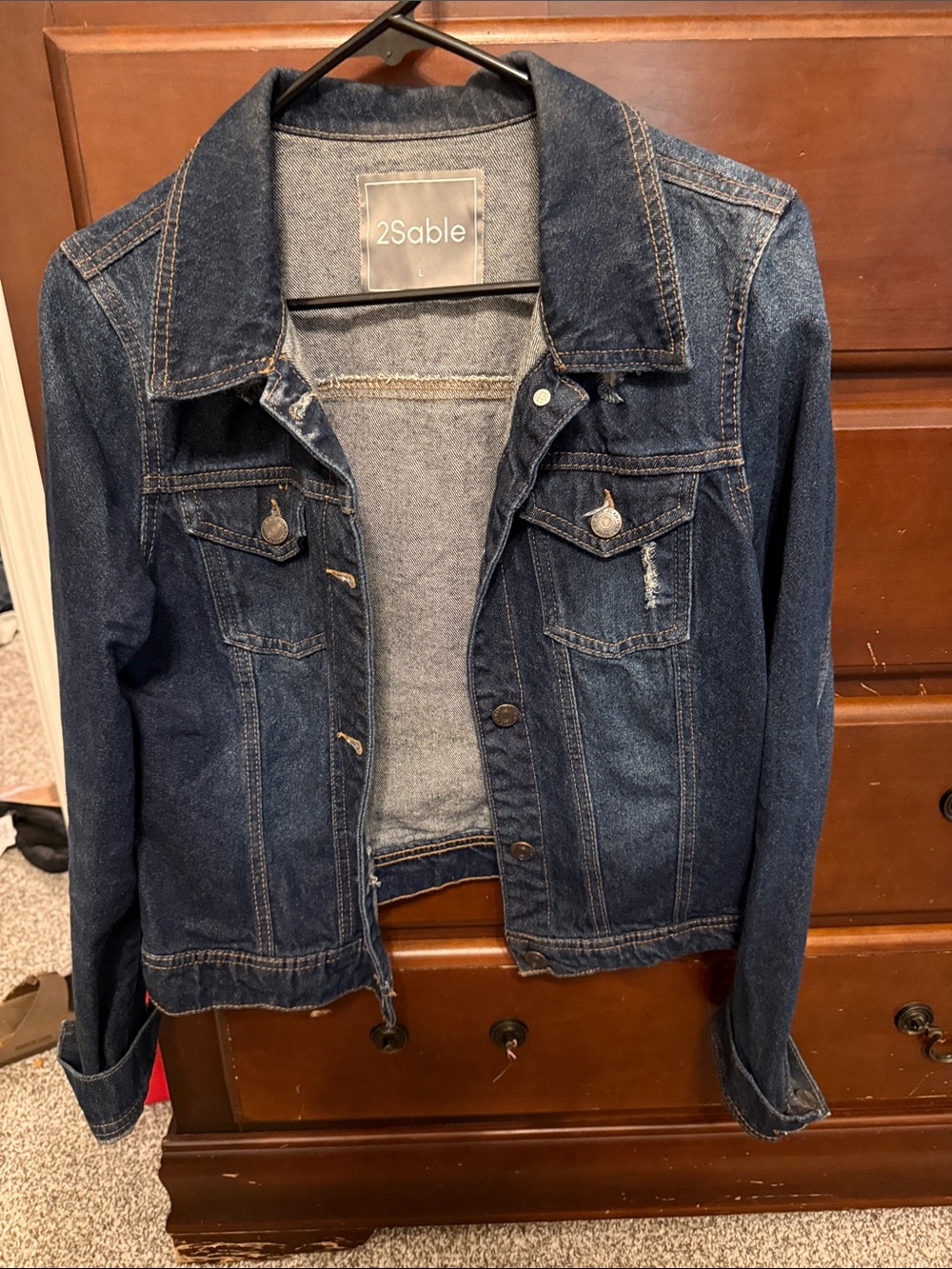 2Sable Women’s Dark Blue Denim Jean Jacket